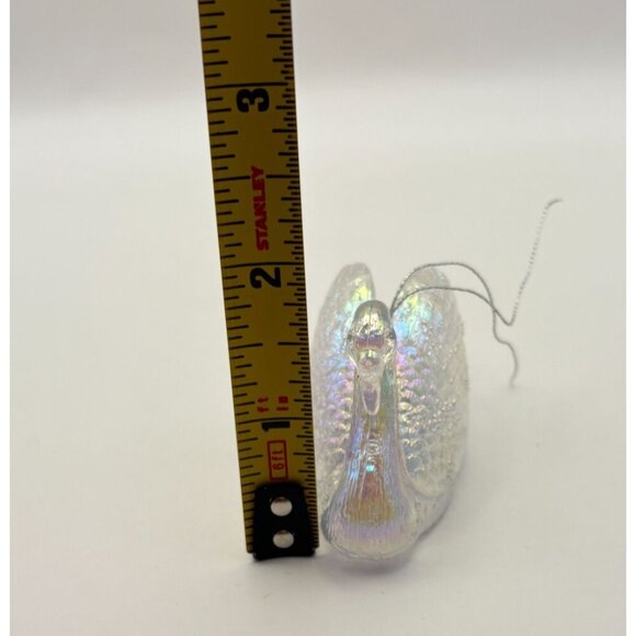 Iridescent Glass Swan Christmas Ornament Set Of Two 3 Inches Hanging Decor Holid - Picture 4 of 8